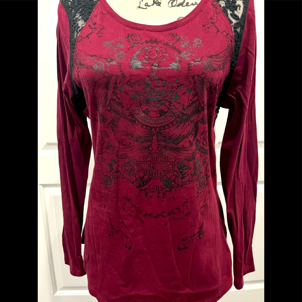 Harley Davidson Long Sleeve Maroon T-Shirt